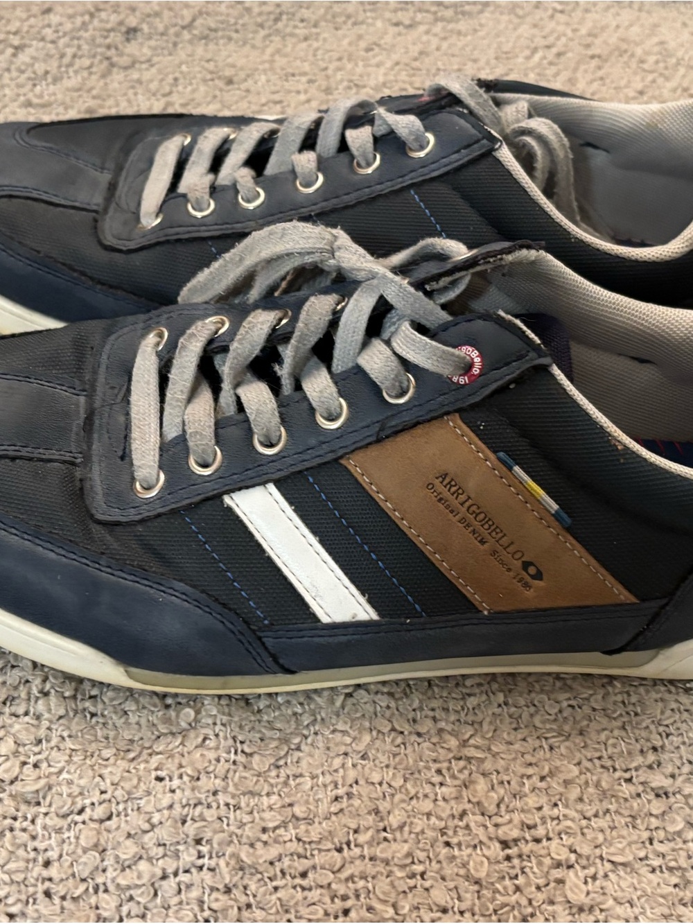 Navy Lace-Up Men's Sneakers with White Stripe